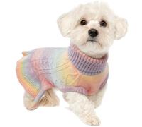Lelepet Turtleneck Small Dog Jumper, Fall Winter Warm Dog Pullover Sweater Dress, Puppy Christmas Sweater for Girls, Knitwear Cold Weather Apparel Knit Pet Clothes for Maltese, Yorkie, Pug, Pink S