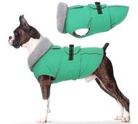 Lelepet Warm Coats and Jackets for Dogs, Waterproof Winter Dog Coat for Cold Weather, Reflective Dog Puffer Jacket, Fleece Lining Pet Coat with Harness Hole for Medium Dogs, Green M