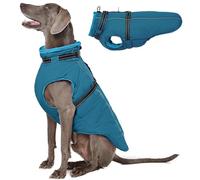 Lelepet Winter Warm Dog Jacket with Built-in Harness, Windproof Fleece Lined Coat for Large Dogs, Reflective Cold Weather Vest with Adjustable Buckle, Border Collie, Blue XL
