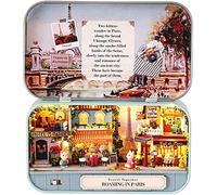 Lelesta DIY Dollhouse Kit, Miniature 3D Theater Retro Tin Box, 6 Theme Theatre Models, with LED Light Creative Craft, Perfect Valentine's Day and Birthday Gift (Stroll in Paris)