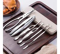 Lelesta Seafood Tools Lobster Crackers and Picks Set, 6-Piece Crab Leg Crackers and Tools - Stainless Steel Seafood Crackers & Forks Nut Cracker Set with Storage Box