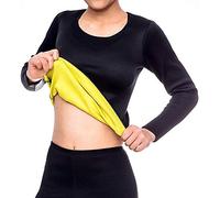 Lelesta Women Sweat Weight Loss Sauna Suit Neoprene Workout Shirt Training Body Shaper Zipper Slim Fitness Jacket Long Sleeve Shapewear Gym Fat Burner Top (XXL)