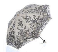 Lelestar Ladies Lace 2 Folding UV Parasol Snow/Rain/Sun Umbrella Embroidery Wedding Umbrella (Grey)