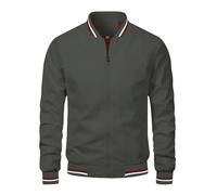 LELEW Summer Bomber Jacket For Men, Long Sleeves Thin Baseball Jackets Lightweight Breathable Jackets Windbreaker Casual Sports Running Coats Top Grey L