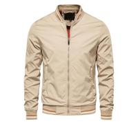 LELEW Summer Bomber Jacket For Men, Long Sleeves Thin Baseball Jackets Lightweight Breathable Jackets Windbreaker Casual Sports Running Coats Top Khaki M