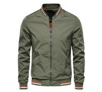 LELEW Summer Bomber Jacket For Men, Long Sleeves Thin Baseball Jackets Lightweight Breathable Jackets Windbreaker Casual Sports Running Coats Top Green Xxl