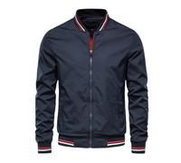 LELEW Summer Bomber Jacket For Men, Long Sleeves Thin Baseball Jackets Lightweight Breathable Jackets Windbreaker Casual Sports Running Coats Top Navy S