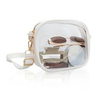 lelewangluo Clear Crossbody Bag Stadium Approved, PVC Clear Purse with Adjustable Strap, Transparent Bags for Concerts Sports Events (white)
