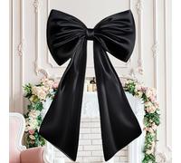 lelewangluo Large Bow Decor, Giant Bow Decoration Satin Ribbon Room Decor Accessories, Hanging Wall Decor for Wedding Christmas Birthday Baby Shower Party Supplies (Black)