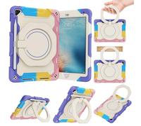 leleyo Case for iPad 5th/6th Generation,iPad Pro 9.7",iPad Air 2 Case Kids 360°Rotating Stand Pencil Holder Shoulder Strap Shock Proof Tablet Protective Cover,Rainbow Pink