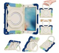 leleyo Case for iPad 5th/6th Generation,iPad Pro 9.7",iPad Air 2 Case Kids 360°Rotating Stand Pencil Holder Shoulder Strap Shock Proof Tablet Protective Cover,Rainbow Blue