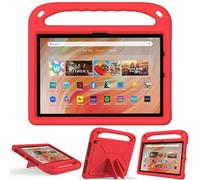 leleyo Tablet case for Amazon Fire HD 10 & Fire HD 10 Plus 10.1 Inch（2021） Case for Kids Shock Proof Handle Light Weight Stand Protective cover Red