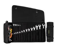 LELEZONE Wrench Roll Up Pouch, 19+1 Pockets Utility Roll, Portable Tool Organization Roll Bag, Gifts for Men Father Mechanic, Heavy Duty Canvas Wrench Organizer Bag (Black)