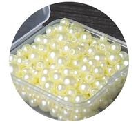 Leliafleury 1 Box 300Pcs Imitation Pearl Beads 3-8mm ABS Plastic Round Loose Spacer Beads for Beading DIY Crafts, Light Yellow