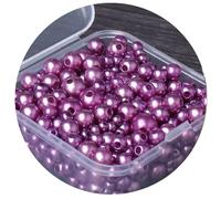 Leliafleury 1 Box 300Pcs Imitation Pearl Beads 3-8mm ABS Plastic Round Loose Spacer Beads for Beading DIY Crafts, Dark Purple