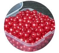 Leliafleury 1 Box 300Pcs Imitation Pearl Beads 3-8mm ABS Plastic Round Loose Spacer Beads for Beading DIY Crafts, Red
