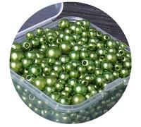 Leliafleury 1 Box 300Pcs Imitation Pearl Beads 3-8mm ABS Plastic Round Loose Spacer Beads for Beading DIY Crafts, Army Green