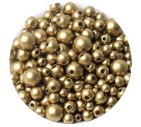 Leliafleury 1 Box 300Pcs Imitation Pearl Beads 3-8mm ABS Plastic Round Loose Spacer Beads for Beading DIY Crafts, Matte Gold