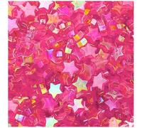 Leliafleury 1 Pack Rose Red Acrylic Star Beads 11x10mm Clear AB Color Star Spacer Beads for Beading DIY Crafts, About 100Pcs