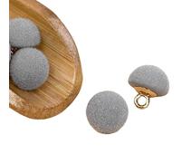 Leliafleury 10pcs Velvet Fabric Covered Buttons with Shank,10MM Semi-Circular Buttons,Grey Decorative Sewing Button For Clothes/DIY