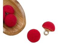 Leliafleury 10pcs Velvet Fabric Covered Buttons with Shank,10MM Semi-Circular Buttons,Red Decorative Sewing Button For Clothes/DIY