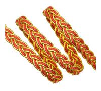 Leliafleury 18mx1.1cm Polyester Lace Ribbon Metallic Gimp Braid Trim Decorative Fabric Ribbon for DIY Crafts Sewing, Dark Gold and Red