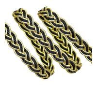Leliafleury 18mx1.1cm Polyester Lace Ribbon Metallic Gimp Braid Trim Decorative Fabric Ribbon for DIY Crafts Sewing, Gold and Black