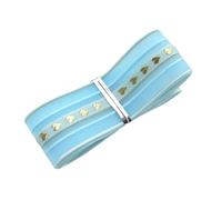 Leliafleury 1Pcs Blue Polyester Ribbon 2.5cmx5 Yards Hot Stamping Heart Ribbon for DIY Crafts Gift Wrapping
