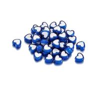Leliafleury 2 Pack Dark Blue Heart Shape Beads 7.6x8.5mm Heart Shape Spacer Beads for Beading DIY Crafts, About 100Pcs