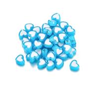 Leliafleury 2 Pack Light Blue Heart Shape Beads 7.6x8.5mm Heart Shape Spacer Beads for Beading DIY Crafts, About 100Pcs