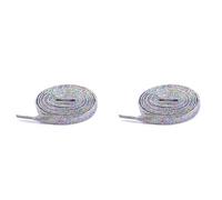 Leliafleury 2 Pairs Glitter Flat Shoelaces 140cm*10mm Metallic Glitter Shoelaces Sparkly Shoe Laces Colorful Replacement Shoe Laces for Sneakers Skate Boots Sport