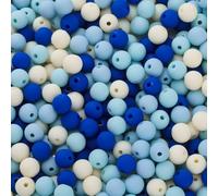 Leliafleury 200Pcs Acrylic Round Beads 6mm Mixed Color Acrylic Craft Beads for Beading DIY Crafts, Blue