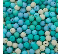 Leliafleury 200Pcs Acrylic Round Beads 6mm Mixed Color Acrylic Craft Beads for Beading DIY Crafts, Lake Blue