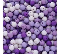 Leliafleury 200Pcs Acrylic Round Beads 6mm Mixed Color Acrylic Craft Beads for Beading DIY Crafts, Purple