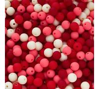 Leliafleury 200Pcs Acrylic Round Beads 6mm Mixed Color Acrylic Craft Beads for Beading DIY Crafts, Red