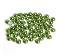 Leliafleury 200Pcs Half Round Imitation Pearl Bead 8mm ABS Flatback Pearl Beads for DIY Crafts Embellishment, Dark Green