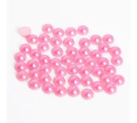 Leliafleury 200Pcs Half Round Imitation Pearl Bead 8mm ABS Flatback Pearl Beads for DIY Crafts Embellishment, Dark Pink
