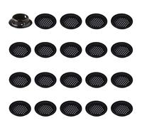 Leliafleury 20Pcs Air Vent Louver Round Ventilation Grilles Mesh Hole Soffit Vents Stainless Steel Air Vent Louver Hole for Kitchen Bathroom Cabinet Wardrobe (Black, 29mm Flat Mouth)