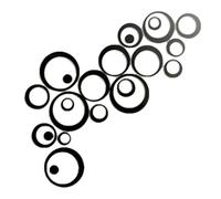 Leliafleury 24Pcs Round Mirror Wall Stickers Removable Wall Sticker Decal Self Adhesive Acrylic Mirror for Bedroom Living Room Decor, Black