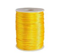 Leliafleury 2mm Polyester Satin Cord 100 Yards Beading Satin String Macrame Trim Cord for DIY Crafts Chinese Knot Beading Making, Gold