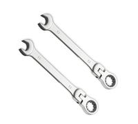 Leliafleury 2pcs 13mm Ratchet Spanner Flex-Head, Combination Wrench, Polished CR-V Chrome Vanadium Steel Metric Spanner, 72-Tooth, Box and Open End Ring Ratcheting Spanner Tool for Home Bicycle