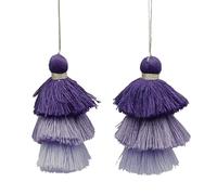 Leliafleury 2Pcs 3 Layers Design Cotton Silk Tassel 7.5cm Handmade Mini Tassels for DIY Craft Key Chain Home Decor, Purple Tone