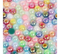 Leliafleury 300Pcs Half Round Imitation Pearl Bead 8mm ABS Flatback Pearl Beads for DIY Crafts Embellishment, Mixed Colors