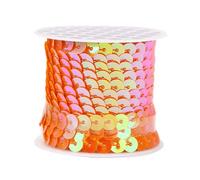 Leliafleury 4.5 Meter AB Orange Sequin Trim 6mm Shiny Sequins String Glitter Flat Round Paillettes Ribbon for DIY Crafts Sewing