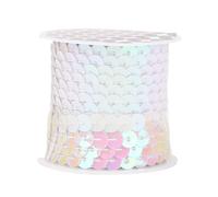 Leliafleury 4.5 Meter AB White Sequin Trim 6mm Shiny Sequins String Glitter Flat Round Paillettes Ribbon for DIY Crafts Sewing