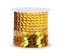 Leliafleury 4.5 Meter Dark Gold Sequin Trim 6mm Sequins String Flat Round Paillettes Ribbon for DIY Crafts Sewing