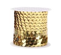 Leliafleury 4.5 Meter Light Gold Sequin Trim 6mm Sequins String Flat Round Paillettes Ribbon for DIY Crafts Sewing