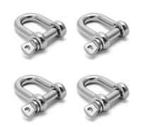 Leliafleury 4Pcs D Ring Shackle Lock M5 Stainless Steel D Ring D Shackle Clip for Heavy Duty Construction Rigging Camping Hauling