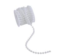 Leliafleury 5 Meter Plastic Pearl Bead Chain 8mm Artificial Pearls String Beads Chain for DIY Craft Party Decoration, White