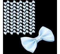 Leliafleury 50pcs Light Blue Bow Ties Mini Polyester Ribbon Bow Ties 4 * 2.5CM Little Bows Bulk Small Bowknot For Craft/Christmas Party Decor